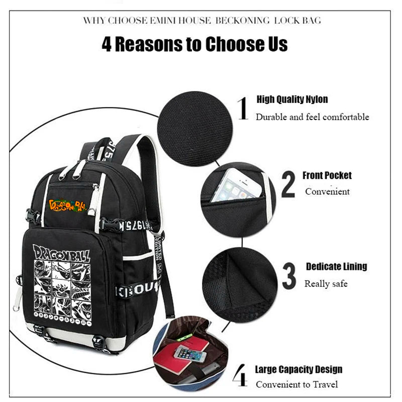 3Pcs/set Anime Dragon Ball Backpack - Image 3